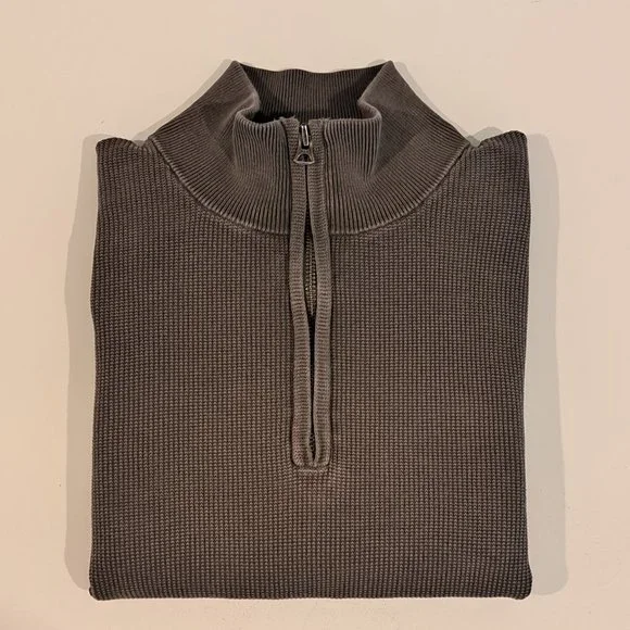 J. Crew Men's Textured Small Quarter Zip Mock Neck Pullover Style #H6956 - Picture 7 of 16